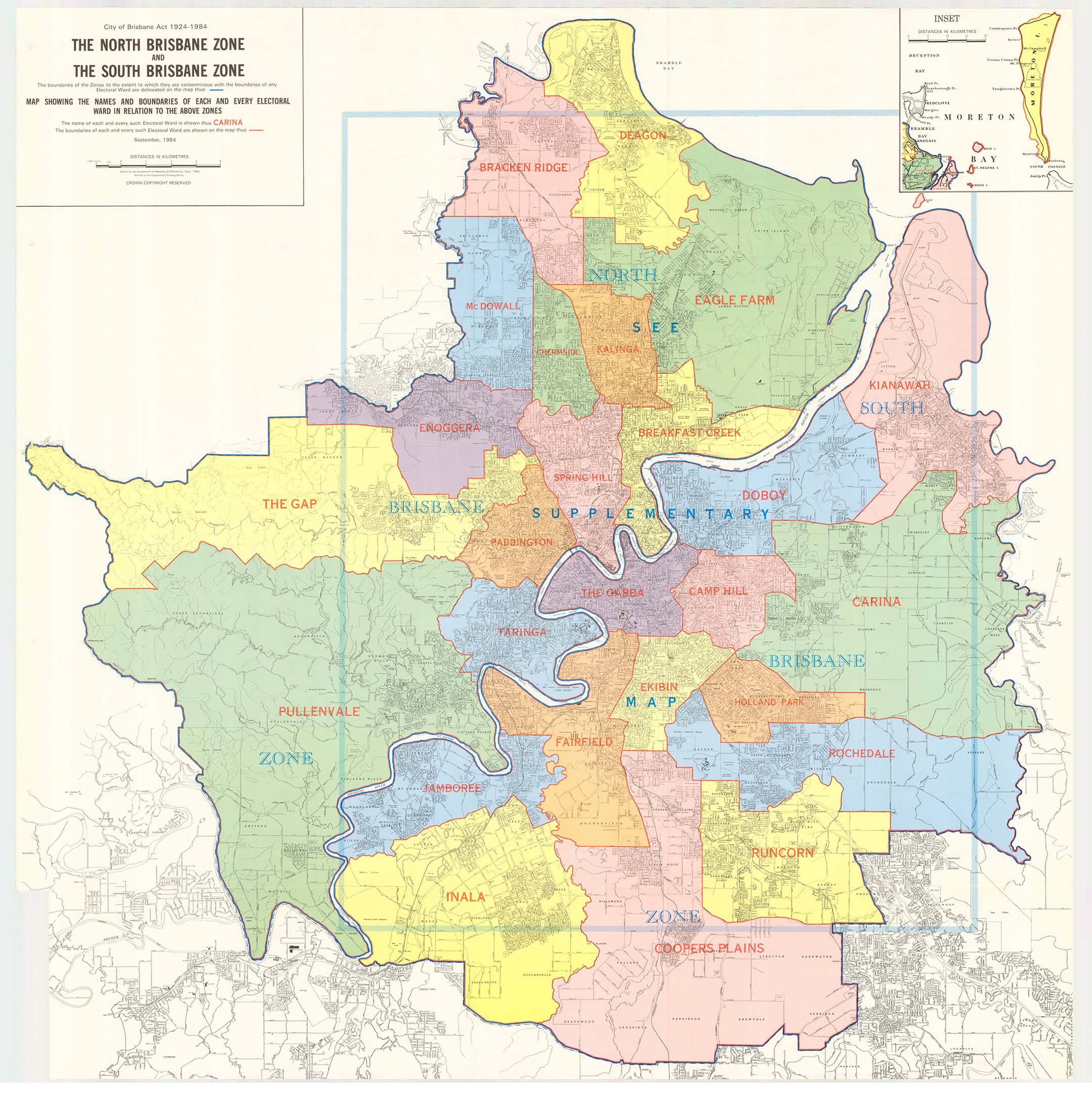 Cad Map Brisbane Electoral Wards 1984 20pc 